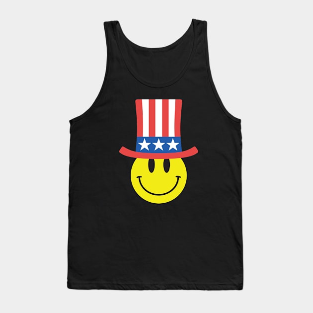 Happy Face Emoji Uncle Sam Tank Top by artbitz